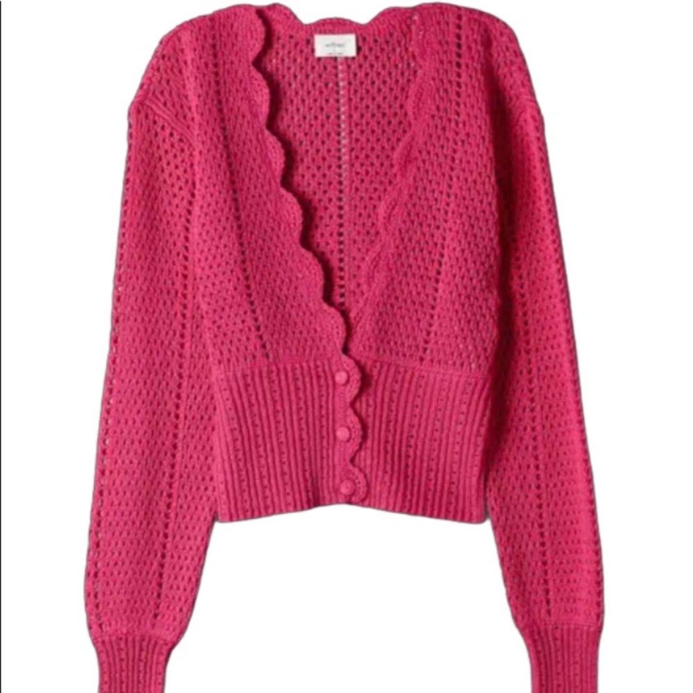 Fuchsia “CARAWAY” crochet cardigan from aritzia